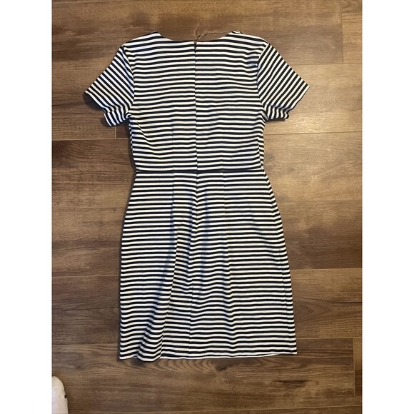 Old Navy Size Small Mini Dress Ponte-Knit Sheath Black/White Stripe Cotton Work - Picture 4 of 10